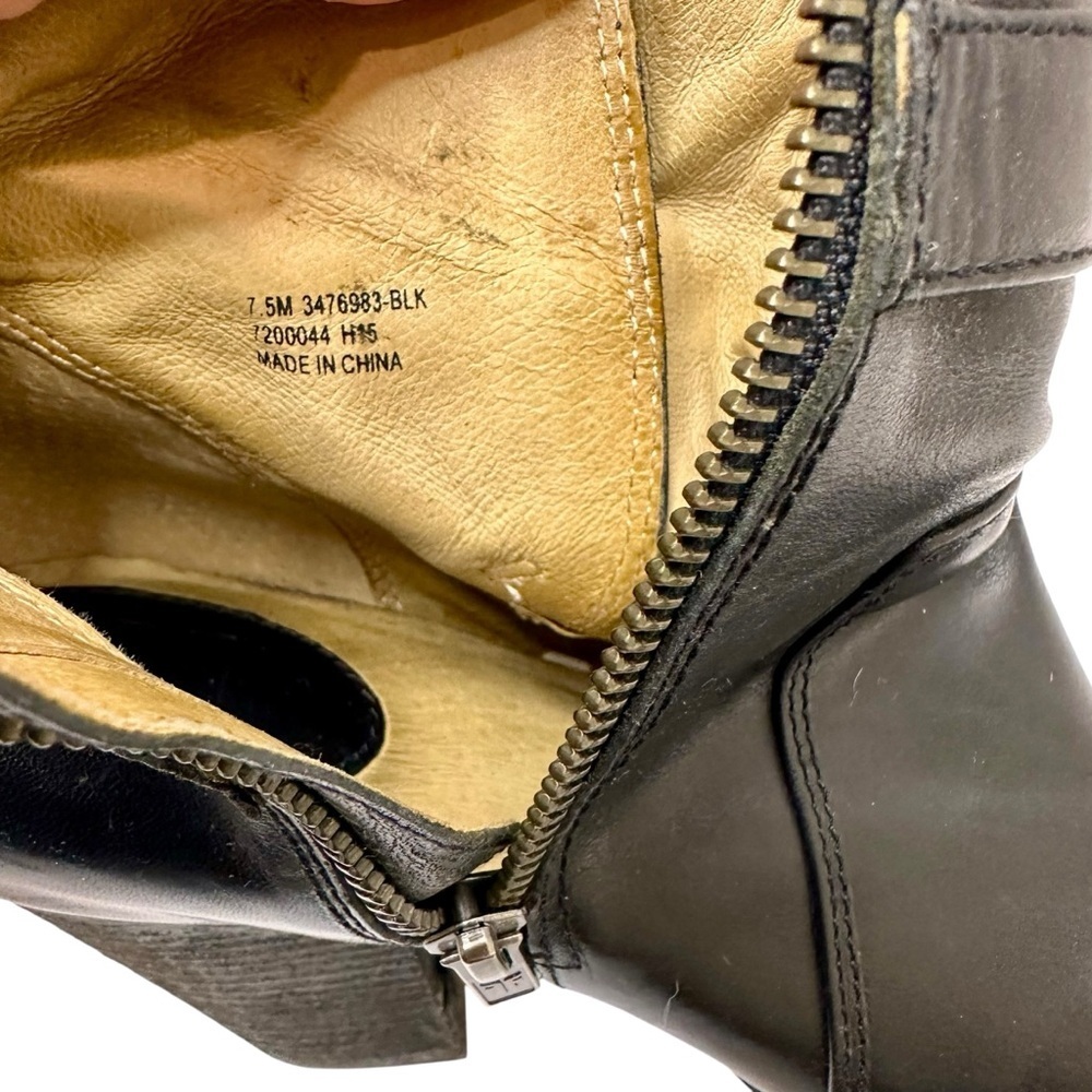 Frye Black Leather Moto Ankle Boots Size 7.5 - Picture 11 of 14